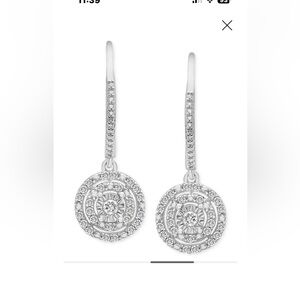 Diamond circle lever back drop earrings